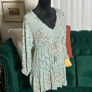 Floral patchwork Green Dress